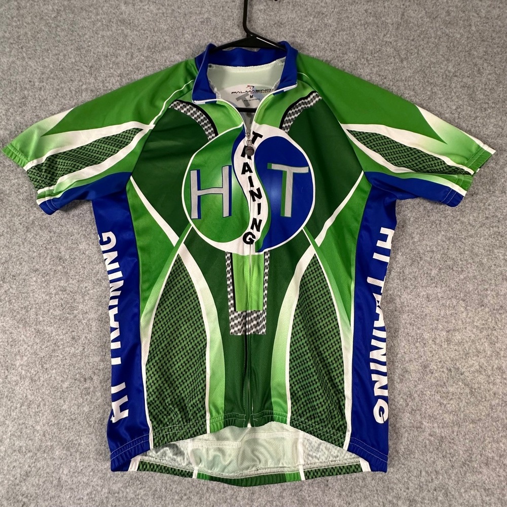 Palmasino Cycling Jersey Mens Medium Green HT Training Short Sleeve